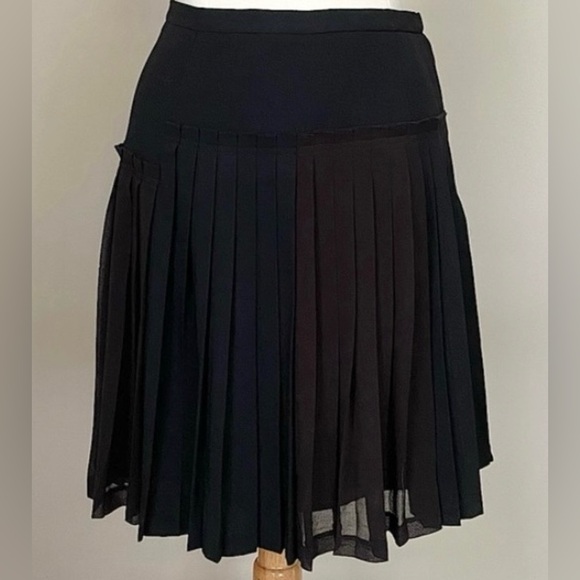 BCBGMAXAZRIA Kierra Black Pleated Wool Blend Lined Business Career Mini Skirt 4